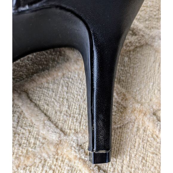 Coach And Four Heels Size 9 Black D'Orsay Peep Toe Bow Toe 3.5" Stiletto - Picture 10 of 12